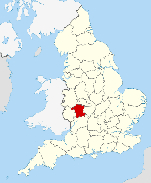 Location of Worcestershire in England