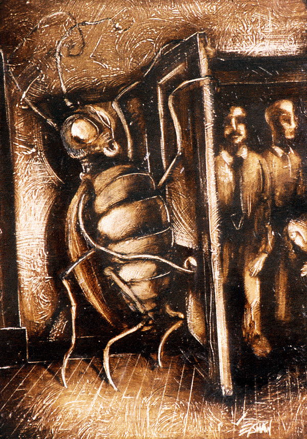 Kafka's "Metamorphosis" involves a man named Gregor Samsa who awakes to find that he has become a giant insect.