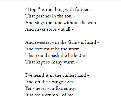 hope is the thing with feathers full poem