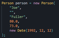Declaring an instance of the class is painful because you need to remember argument positions. For example, which is height and which is weight?
