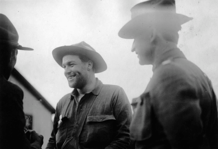 A picture of Lt. Karl E. Linderfelt during the 1913-1914 Colorado Coalfield War, most likely near Ludlow in early 1914.