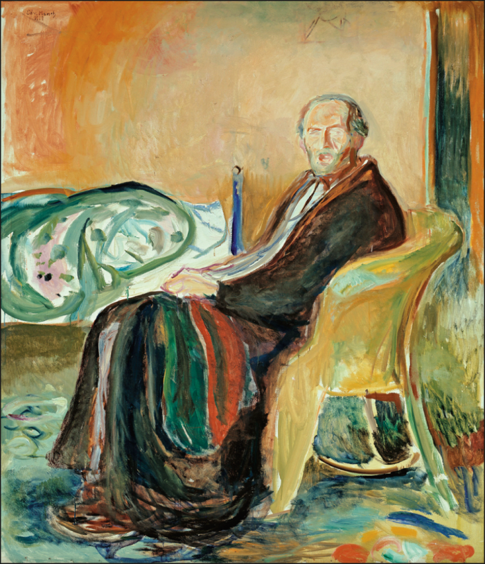 Edvard Munch did this eerie self-portrait in 1918 while undergoing the effects of the Spanish Influenza. Fortunately, he survived the disease.