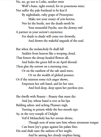 Analysis and Summary of Poem Ode On Melancholy by John Keats ...