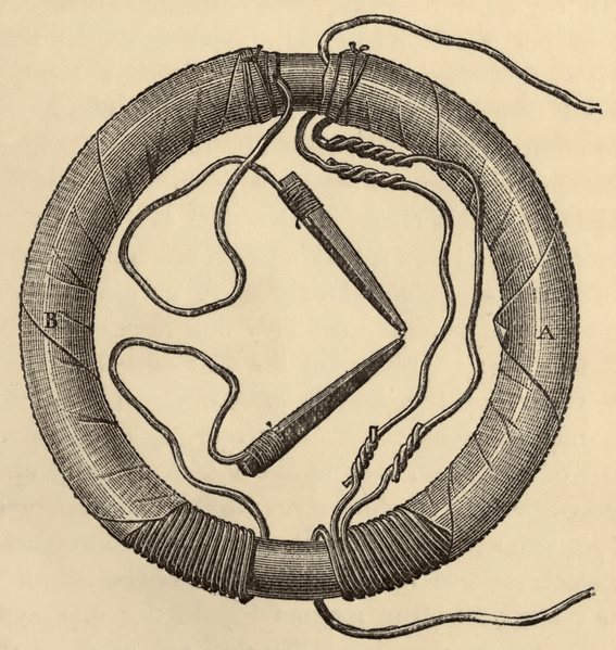 Faraday's original transformer, now known as 'Faraday's Ring' which led to the foundation of modern electronics.