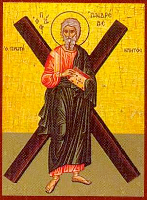 St. Andrew was the first called apostle and is said to have died on an 'X' shaped cross.
