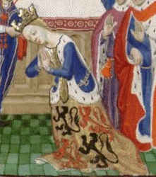 The coronation of Philippa of Hainault as Queen of England, as depicted by 15th century writer and illustrator Jean Froissart.