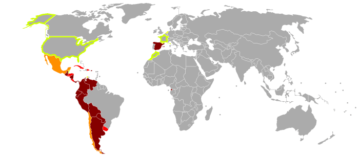 Although Spanish is the primary language in only a few countries, more and more countries have larger populations where there citizens speak Spanish, including the United States of America, as well as parts of Europe and Northern Africa.