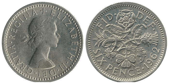 Sixpence obverse and reverse