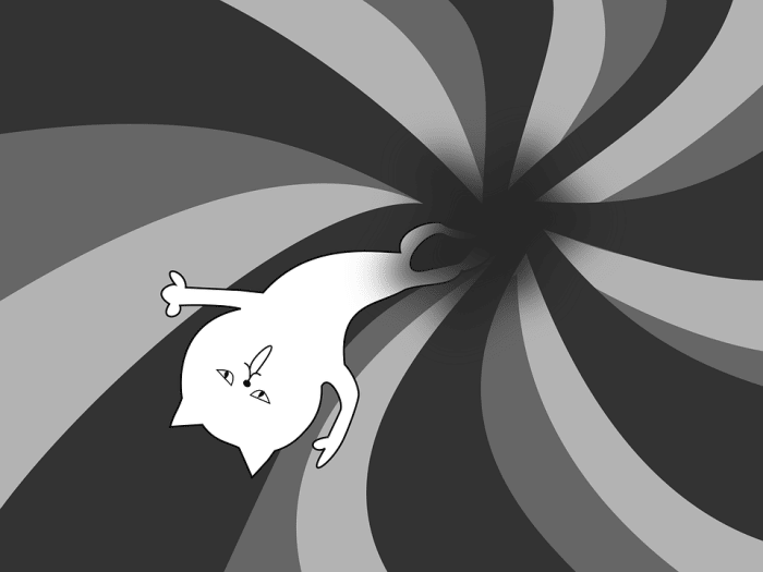 If you fell into a black hole, you would be stretched out like spaghetti as you continue to fall indefinitely.