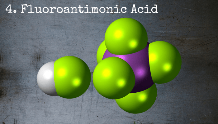 Fluoroantimonic acid is so corrosive that it cannot be stored or studied in the glass containers typically used by chemists.