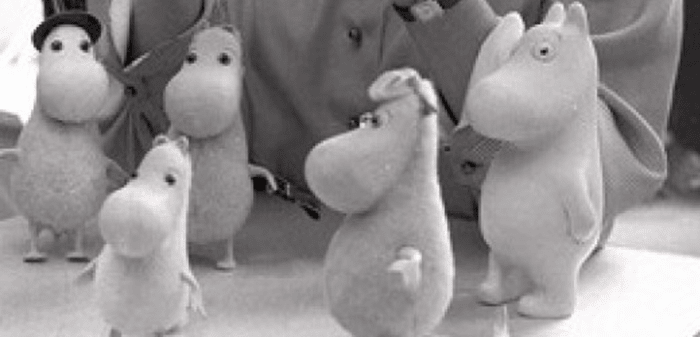 Modellen van Tove Janssons moomintroll-figuren.'s moomintroll characters.