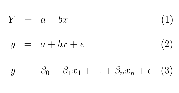 Fig. 2. Basic relations for linear regression; where x denotes independent (explanatory) variable whereas y is independent variable.