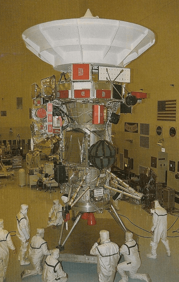 The Cassini-Huygens probe being prepped for launch.