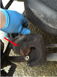 Note the extended Caliper Piston in the image, do not attempt to compress this back in, if you do you will be buying a new caliper, you have been warned!