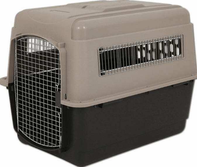 The Petmate Ultra Vari Kennel is available in sizes to fit medium to larger size dogs. I've used this carrier when my dog had to be shipped and was very happy with the quality.