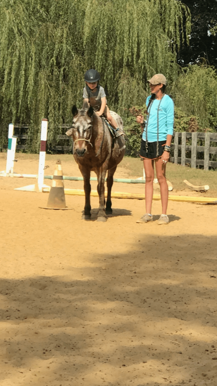 Slow and steady is always best. One way to accomplish this, as seen in this photo, is to teach on Peanut—he only has one speed, which is very slow!