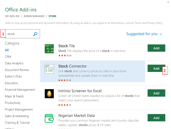 You are not limited to the Stock Contributor add-in. You can test which ever add-ins work best for you.