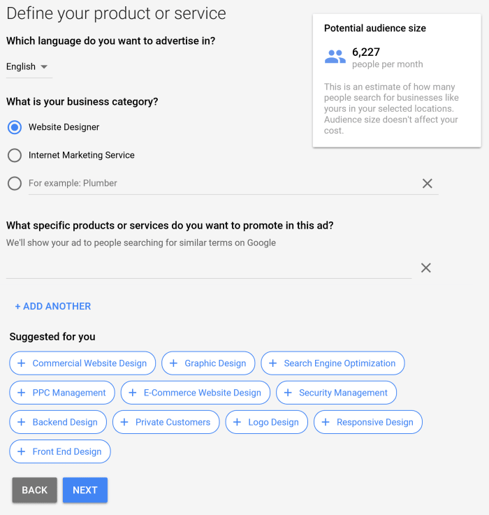 The AdWords that Google suggests can be used to let Google know when to display your ad. The suggested words don't have to be used and you are welcome to creating you own words.