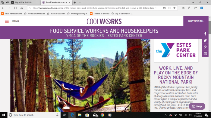 The Food Service Workers and Housekeepers job listing for YMCA of the Rockies, Estes Park Center page.
