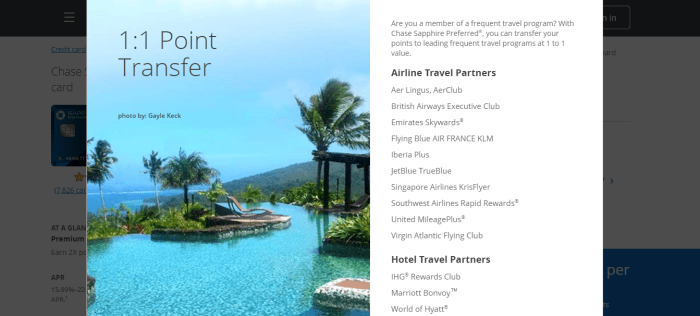 You can transfer your Ultimate Rewards points for loyalty points with these popular vendors at a 1:1 rate.