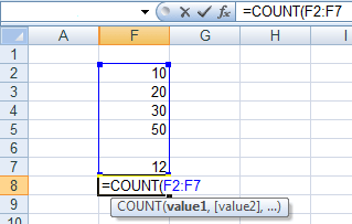 How to use the COUNT function in a formula in Excel 2007 and Excel 2010.