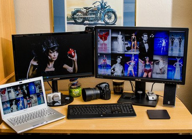 The Asus PB278Q, shown on the right, gives you lots of real estate as well as good viewing angles and decent sRGB quality in a PLS panel.