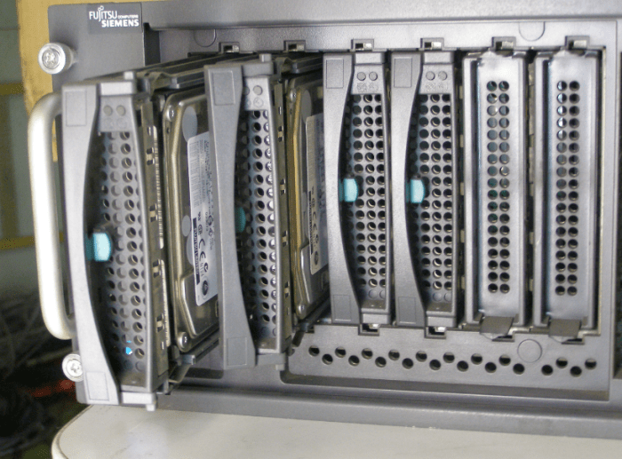 Hot swap disk drive bay in a server system