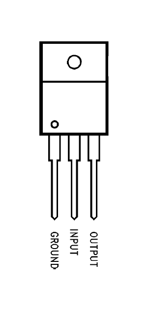 The pin 1 acts as the Ground terminal (0V). The pin 2 acts as the input terminal (5V to 24V). The pin 3 acts as the output terminal (constant regulated 5V).