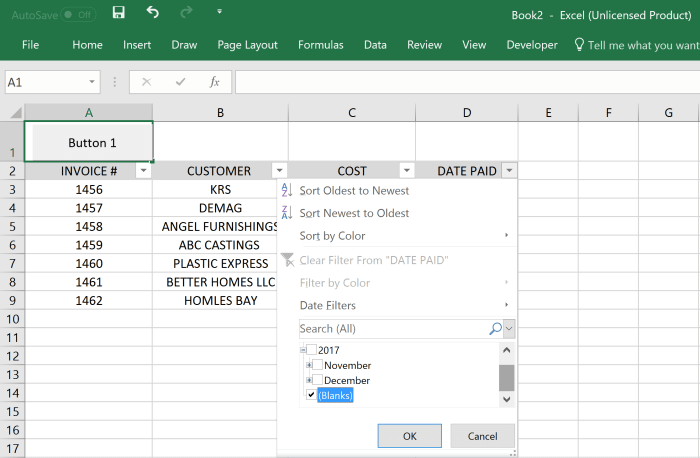 insert button for excel on mac
