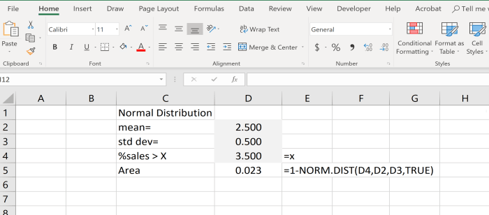 Notice that the example above shows cell references in the function instead of the actual numbers. As you are creating your excel function you can click in the cell of the value you want instead of typing the actual value to build the function faster