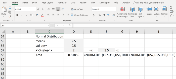 To find the total area for each of the tails you could subtract the area in the center from one.