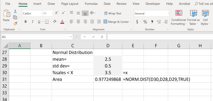 Since we are looking for what is less than x in the example, we are looking for the area to the left of our x value.