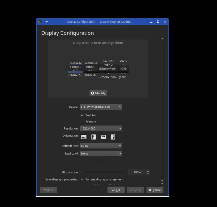 This how I configured multiple screens on Mnajaro LInux. The Windows 10 setup screen looks similar.