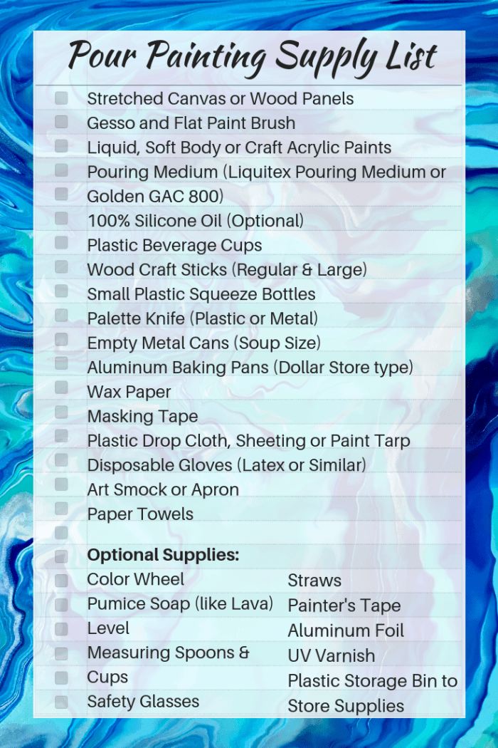 Print out this list and take it with you when you go shopping for supplies so that you don't forget anything.