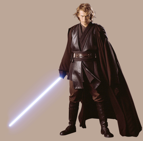 This is something between a Jedi and a Sith outfit. Notice the Sith elements we talked about above: the leather vest, the belt and the leather boots. You can go for regular loose pants for both types of the costume.