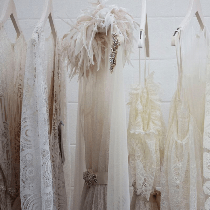 Wedding gowns can be outrageously expensive. Why not borrow an old one from a friend or pick up a shabby-but-cute vintage dress from a thrift store?