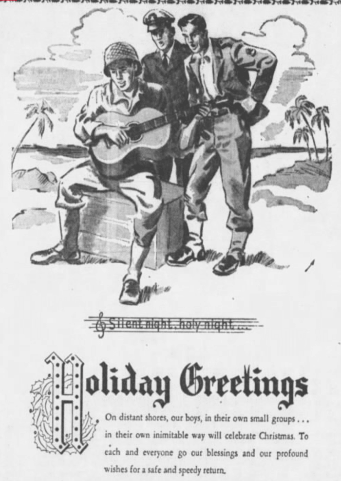 This advertisement was from printed on page 32 of The Daily Tribune in Wisconsin Rapids, Wisconsin, on Monday, Dec 24th, 1945.