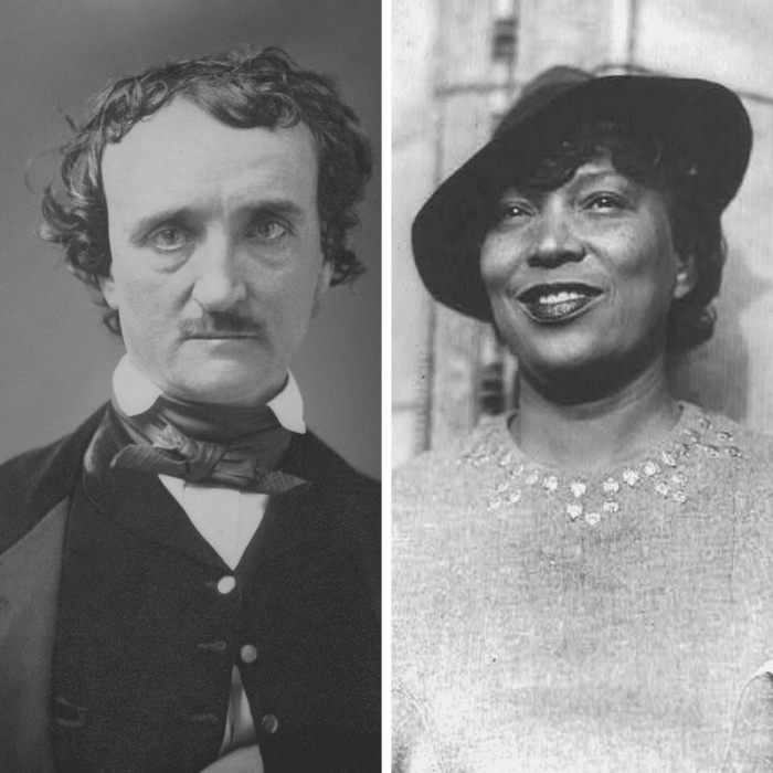 Renowned authors Edgar Allan Poe (left) and Zora Neale Hurston (right) were both born in January.