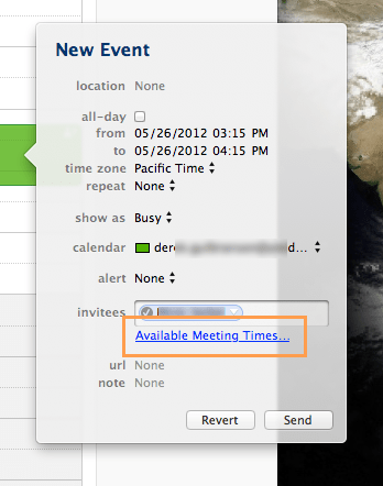 Add some invitees to your iCal event. Make sure they are contacts in your address book and that you've added their calendar to your iCal using the steps above.