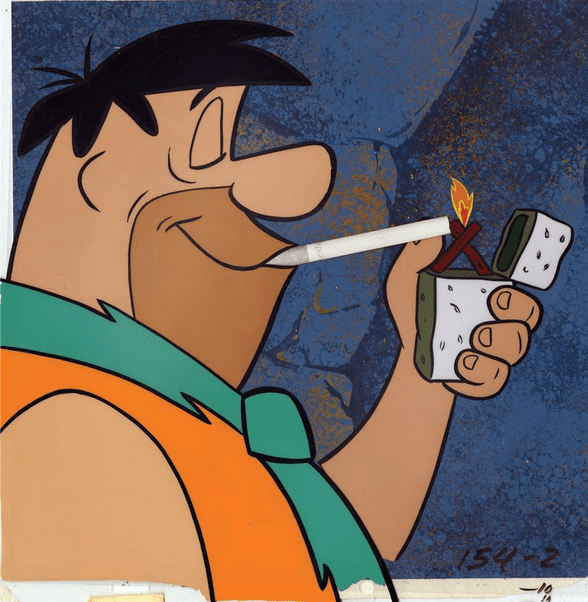 Animation cel from one of the Winston Cigarette ads. Note that the ads were produced in color like the rest of the show, even though color versions of the ads have never been seen.