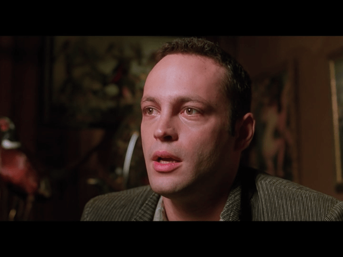 Notice how tightly this shot focuses in on Vaughn’s face as he leans in at the cost of the background. The shot is much more invasive.