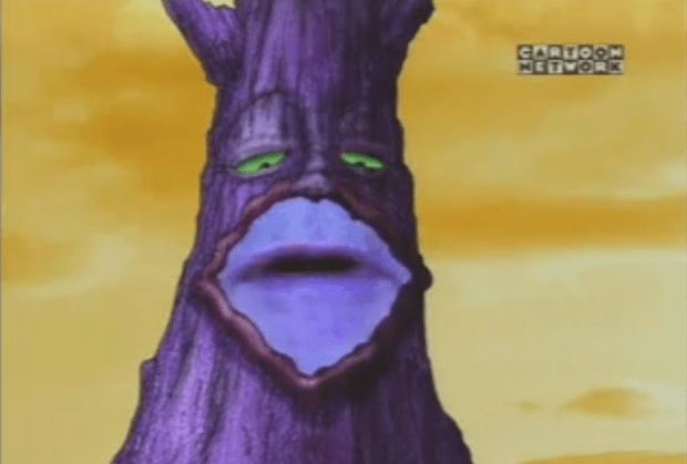 One of the last legitimate uses of Syncro-Vox was in an episode of Courage the Cowardly Dog that aired on Halloween in the year 2000, where a magic tree speaks with real lips