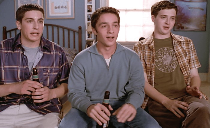 Biggs (left) is one of many cast members who are game for various humiliations and your usual sex-related comedy.