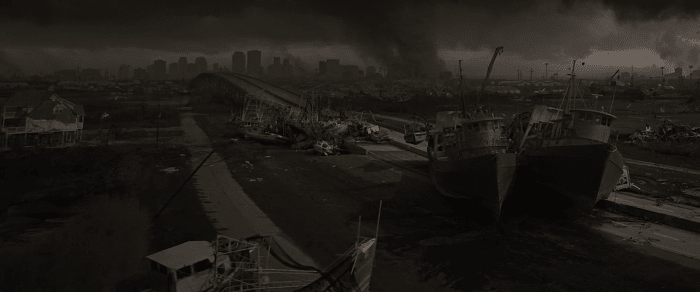 The film is packed with apocalyptic imagery and a faded colour palette, making the film as harrowing an ordeal as possible.