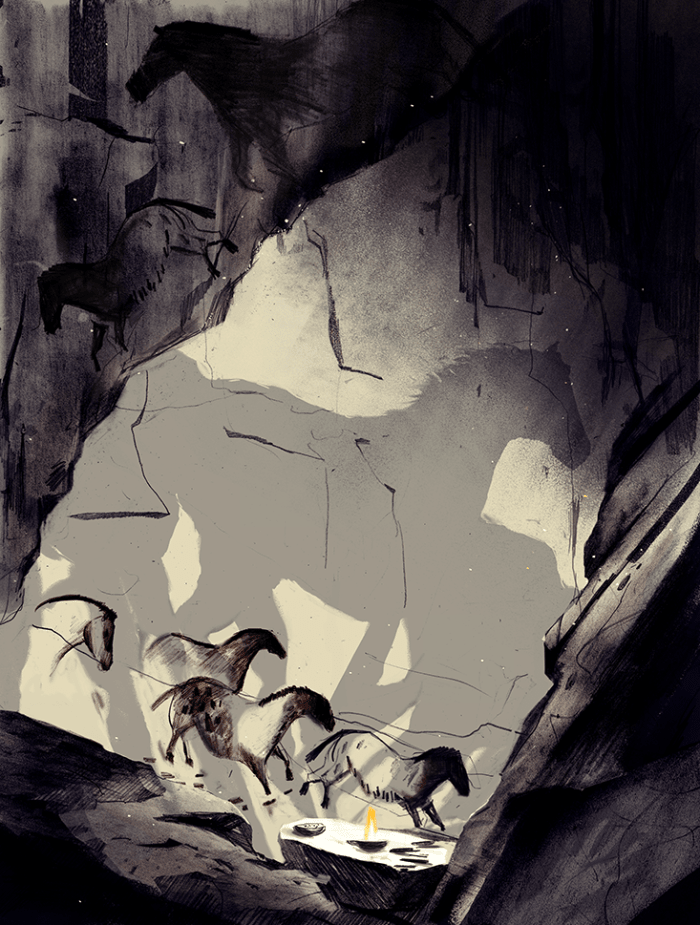 Paleolithic cave art was often painted in such a way that, when illuminated by the flickering of a fire, would create the appearance of movement.