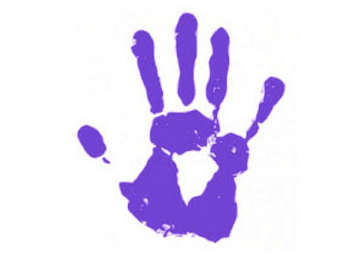 A purple handprint could mean a healing touch or spiritual impression.