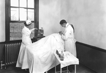 Staged Pneumothorax Procedure carried out by uninformed Doctors attempting to cure tuberculosis by intentionally collapsing lungs of patients.
