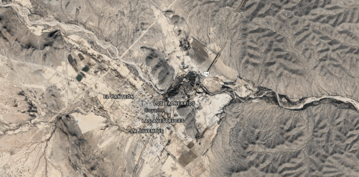 Coyame Mexico, roughly 250 miles south of El Paso, Texas