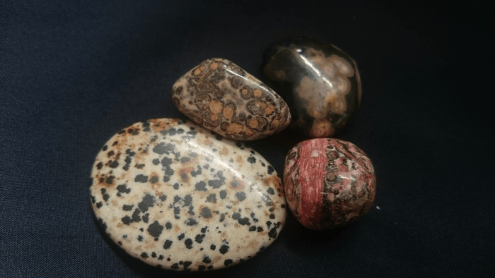 Dalmatian jasper (White spotted) is thought to be a lucky stone to have.