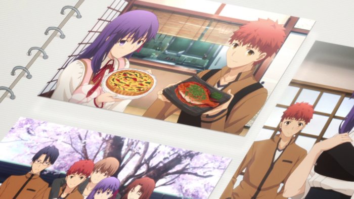 Taiga Fujimura, Shirou's guardian and teacher, waxes nostalgic while looking through Shirou and Sakura's scrapbook of their happy memories together.